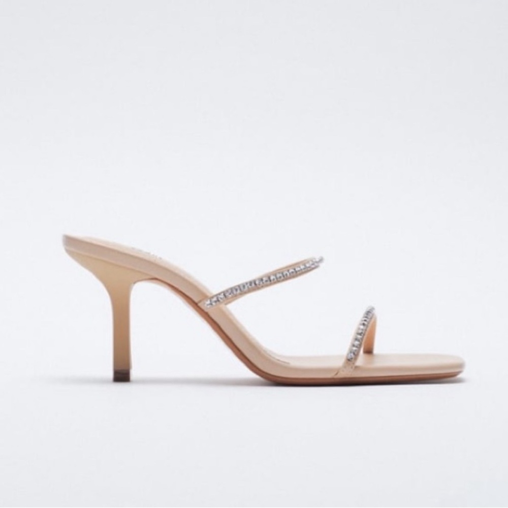 ZARA Crystal Embellished Heeled Sandals 41